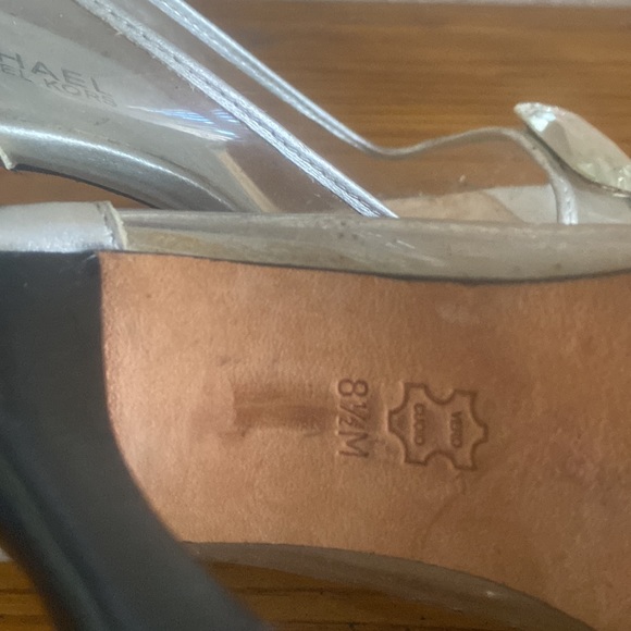 Michael Kors Silver/Clear High Heel Peep Toe Sz 8 1/2 - Picture 5 of 5